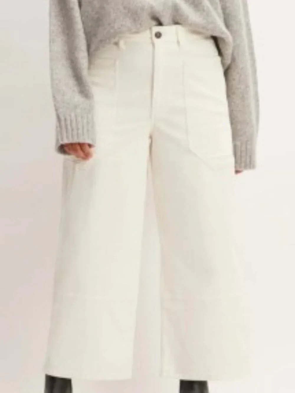 Everlane Way High Cream Corduroy Gardner Wide-Leg Pants